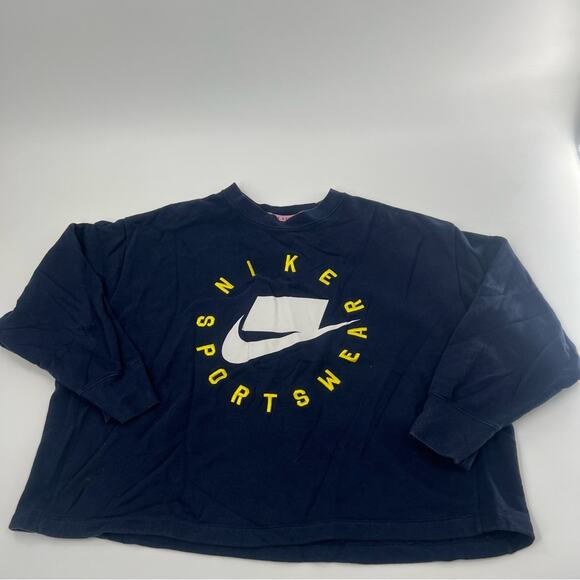Nike Sportswear Long Sleeve Navy Blue Shirt Top Thick Material - Picture 1 of 5